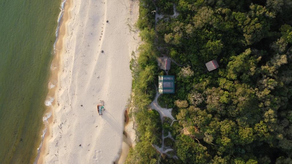 an overhead view of a beach with trees and a road at Kactus - Your Island Sanctuary in Koh Ta Kiev