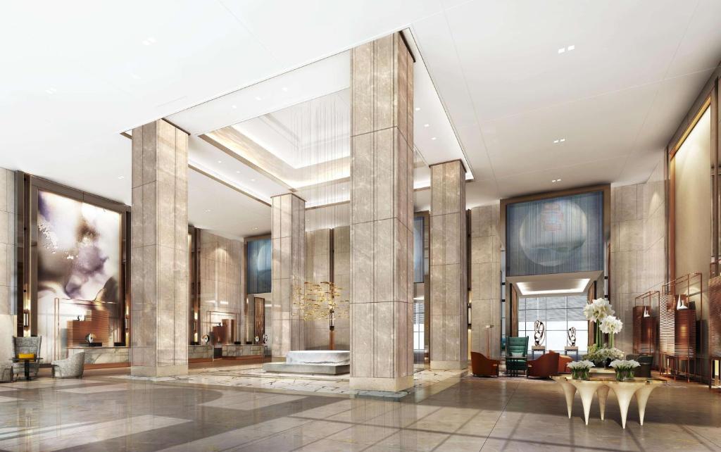 a rendering of a lobby of a hotel at Hilton Taizhou in Taizhou