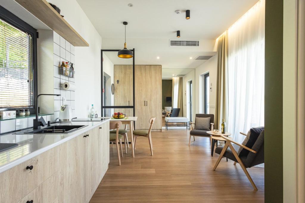 Kuchyň nebo kuchyňský kout v ubytování Apart Hotel Kundzuli