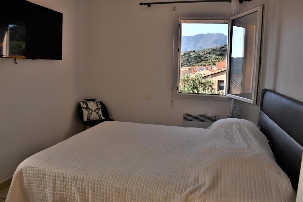 Posteľ alebo postele v izbe v ubytovaní Appartement sur les Hauteurs de Port-Vendres