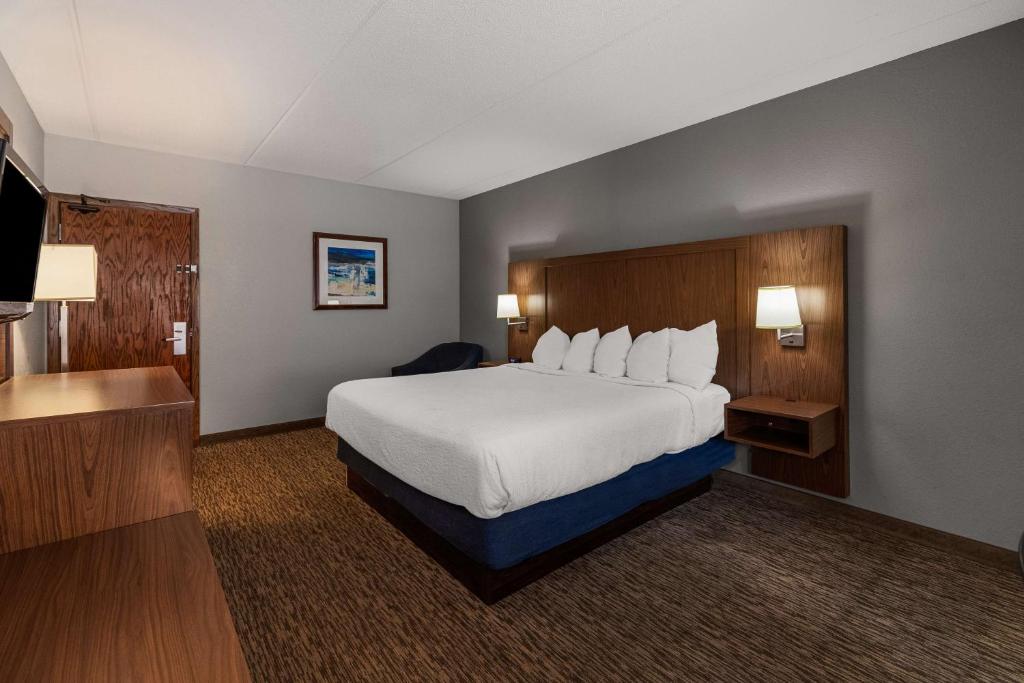 a hotel room with a bed and a television at Best Western Bridgeview Hotel in Superior