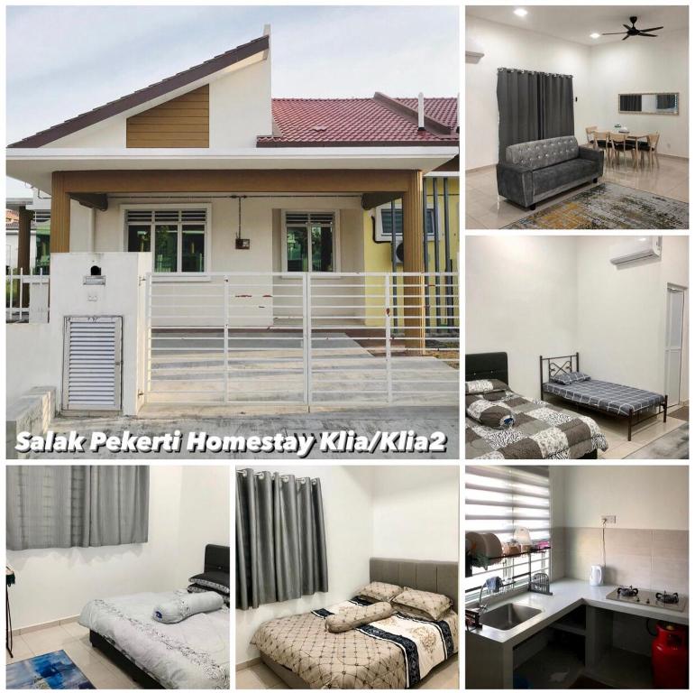 eine Collage von Bildern eines Hauses in der Unterkunft Salak Pekerti Homestay KLIA KLIA2 in Sepang