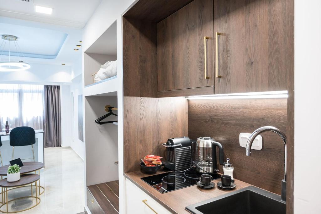 Kuchyň nebo kuchyňský kout v ubytování Porto Sea View Apartments
