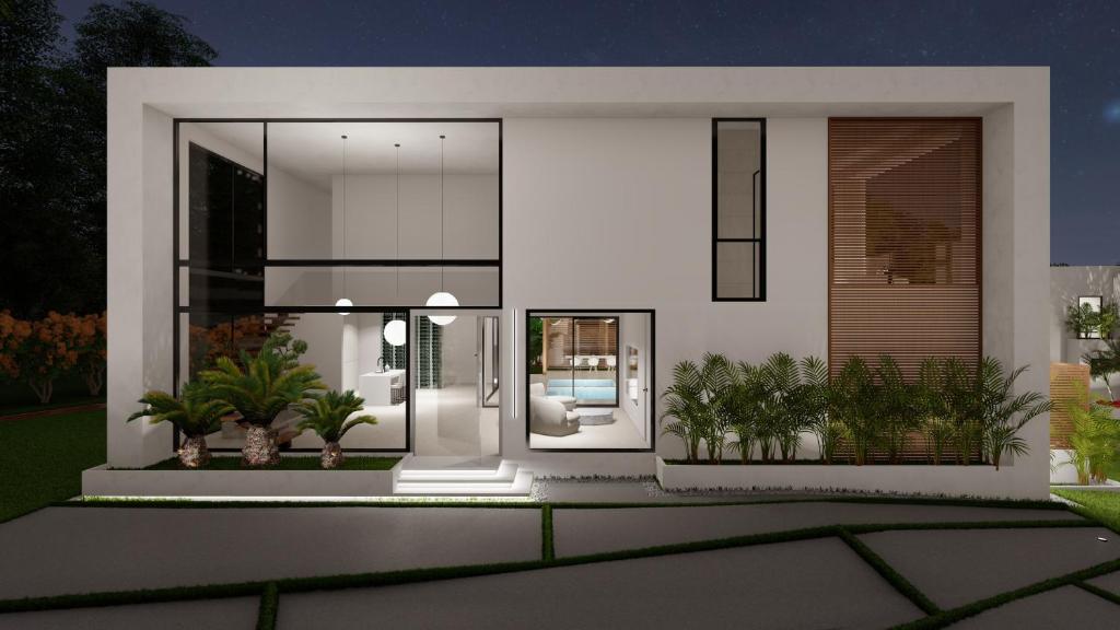 a rendering of a modern house with plants at Ama Villas - Entire Estate in Montego Bay