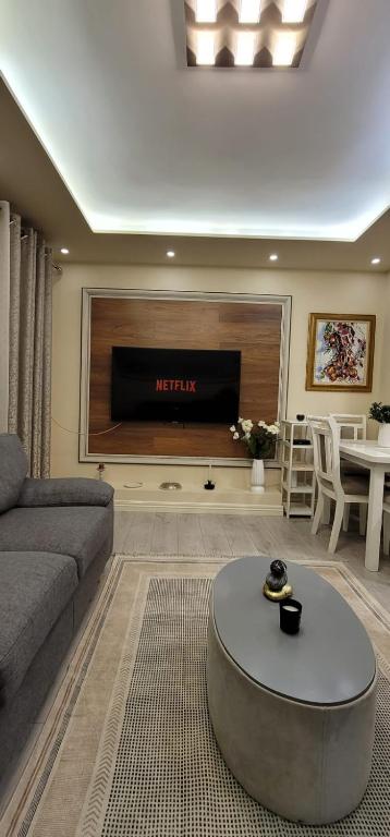 Posezení v ubytování New Bazar Luxury Apartment