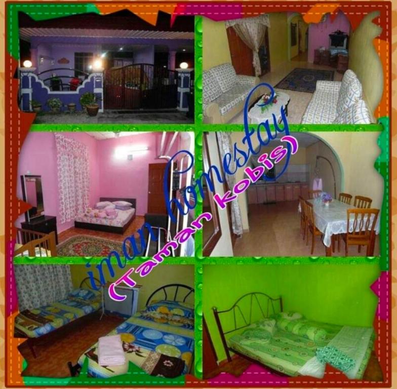 een collage van vier foto's van een poppenhuis bij Iman homestay in Lunas
