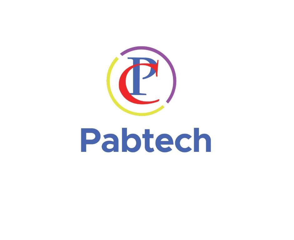 a letter p logo with a circle in the middle at Pabtech HOTEL in Mwanza