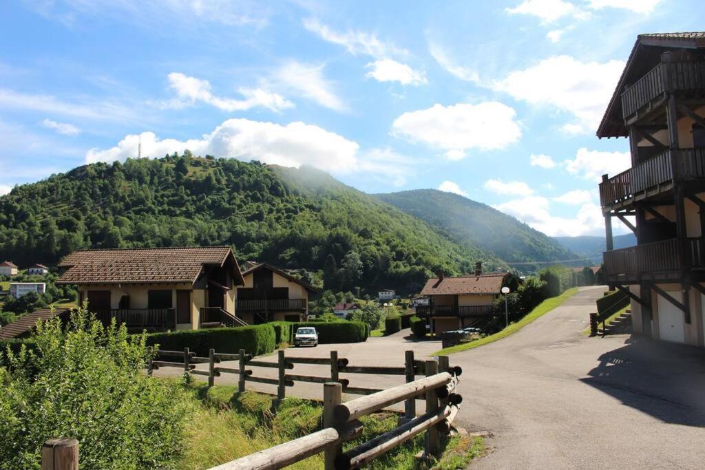 une route dans un village avec des maisons et une clôture dans l'établissement Gîte Le Bressaud, à La Bresse