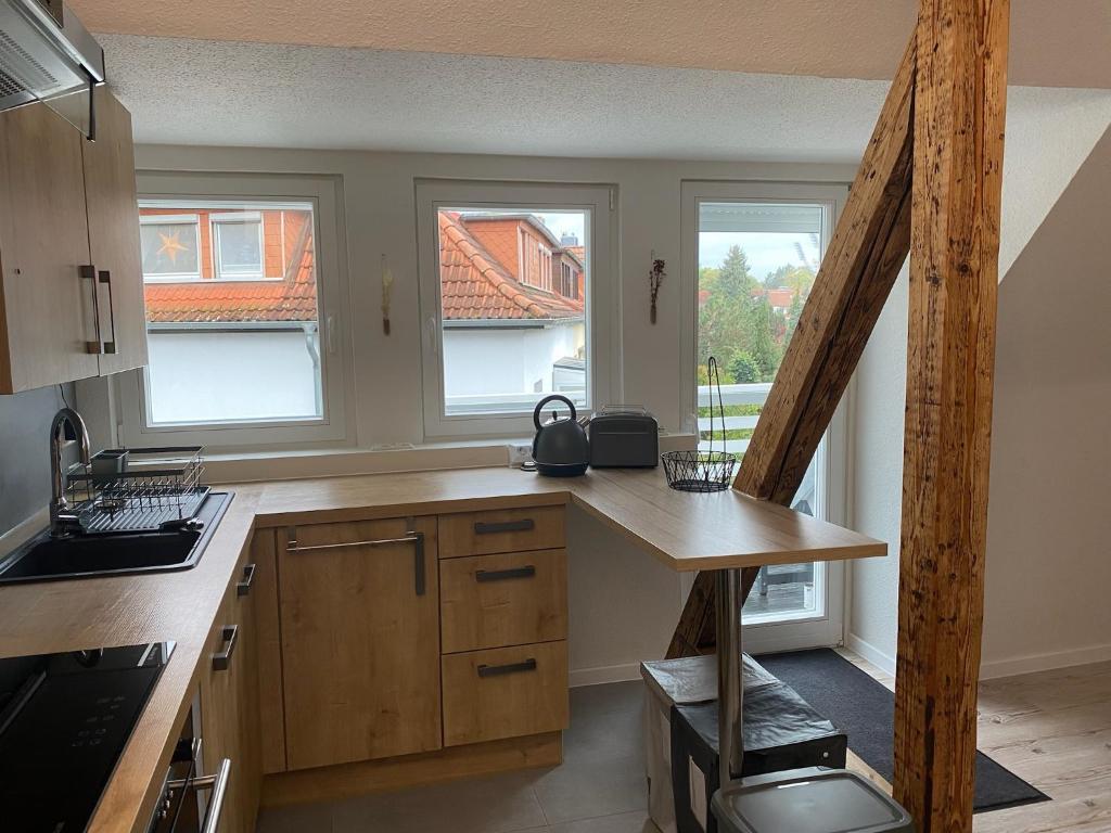 Kuchyň nebo kuchyňský kout v ubytování M.C. Apartment Erfurt Südpark