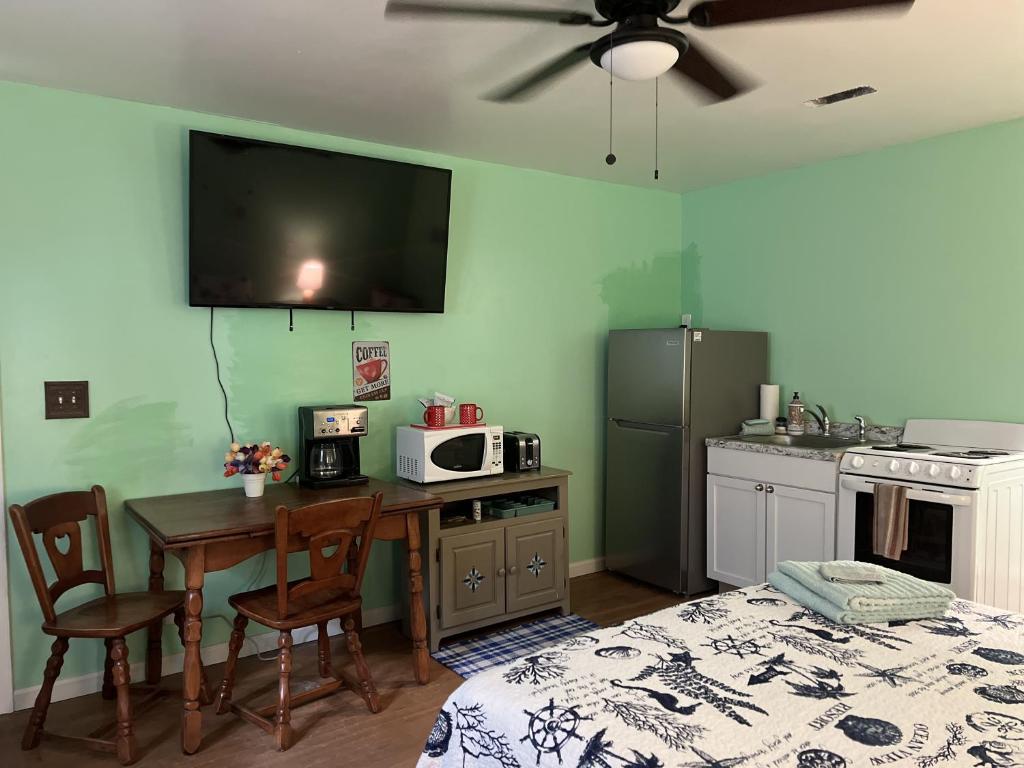 A television and/or entertainment centre at Boat House Studio - Water Front Pets WiFi Smart TV apts