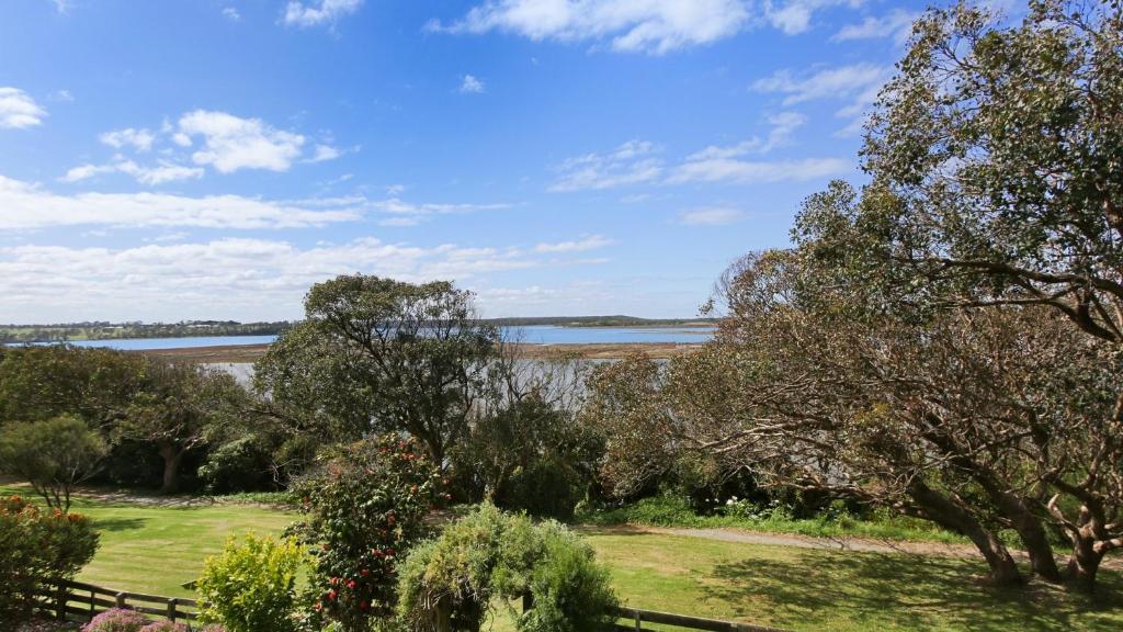 a view of the river from the garden at Nakarra in Lake Tyers