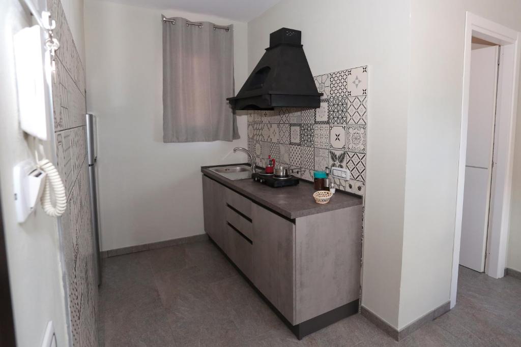 Kuchyň nebo kuchyňský kout v ubytování Oikia Atenea Automatic Rooms