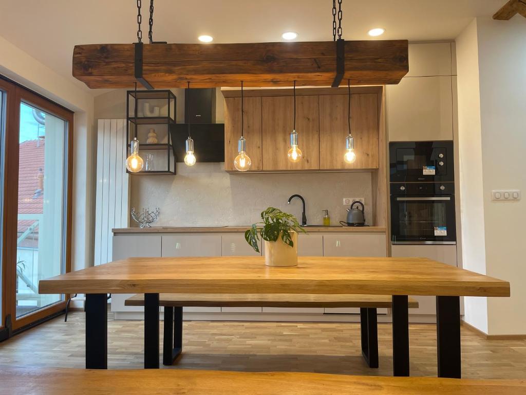 Kuchyň nebo kuchyňský kout v ubytování Apartmány Marienhof