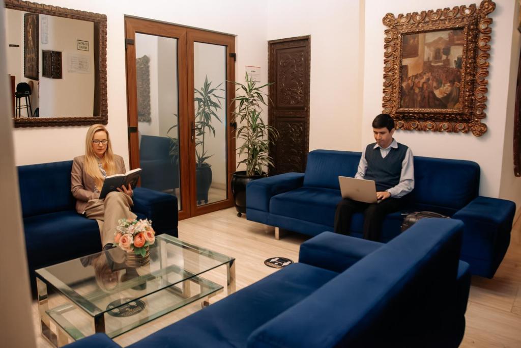 Χώρος καθιστικού στο Hotel Carrera