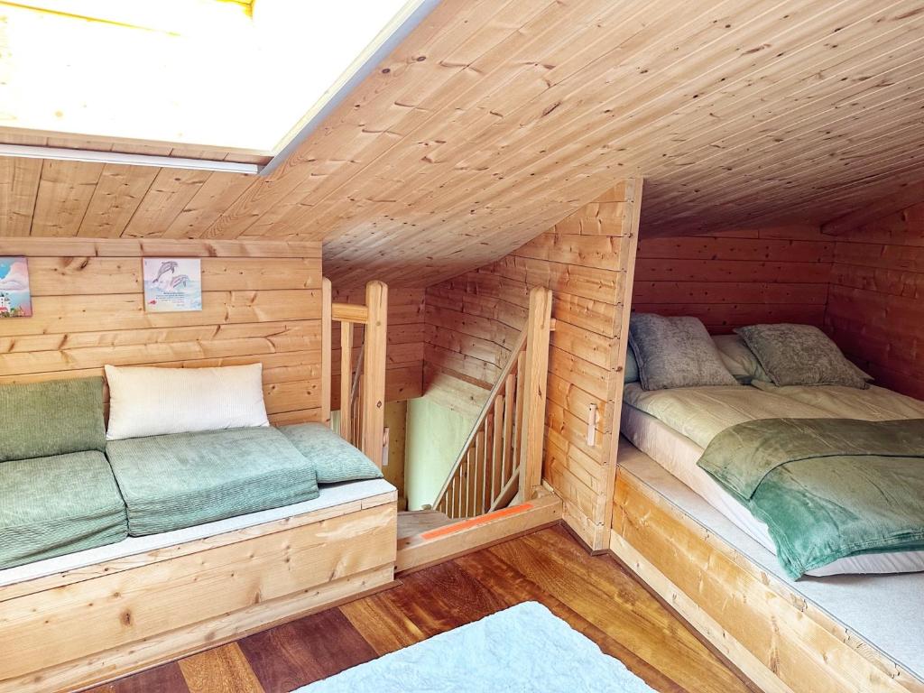 Postel nebo postele na pokoji v ubytování Strohlehm'zhaus