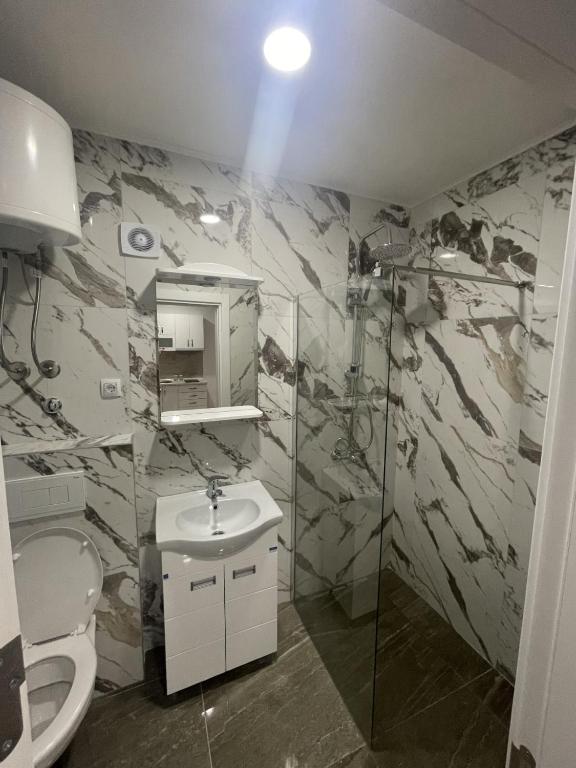 Koupelna v ubytování Apartman Zivkovic