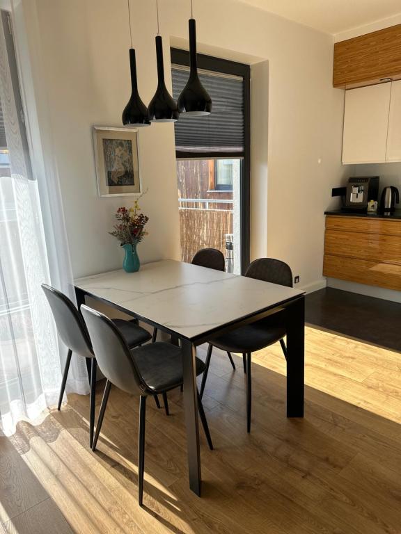Kuchyňa alebo kuchynka v ubytovaní OLIMPIC Apartament Klimatyzacja Garaż Winda Suwałki