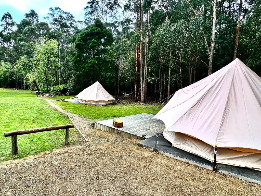 Aed väljaspool majutusasutust Base Glamp Bruny - Heated Tents for 8 People