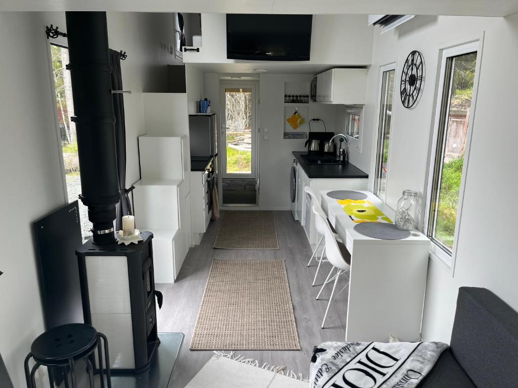 Kuchyň nebo kuchyňský kout v ubytování Luxus Tiny House Saagala