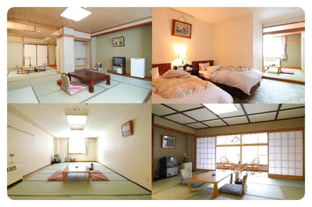 Postel nebo postele na pokoji v ubytování Shiga No Yu Hotel
