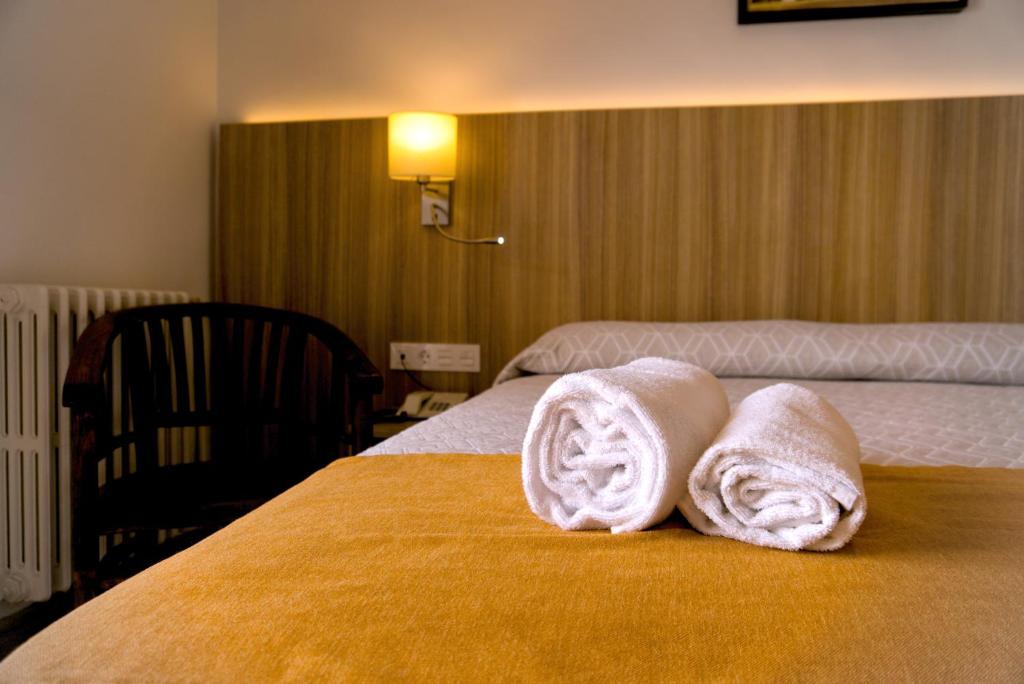 Postel nebo postele na pokoji v ubytování Hotel Boltaña Ordesa