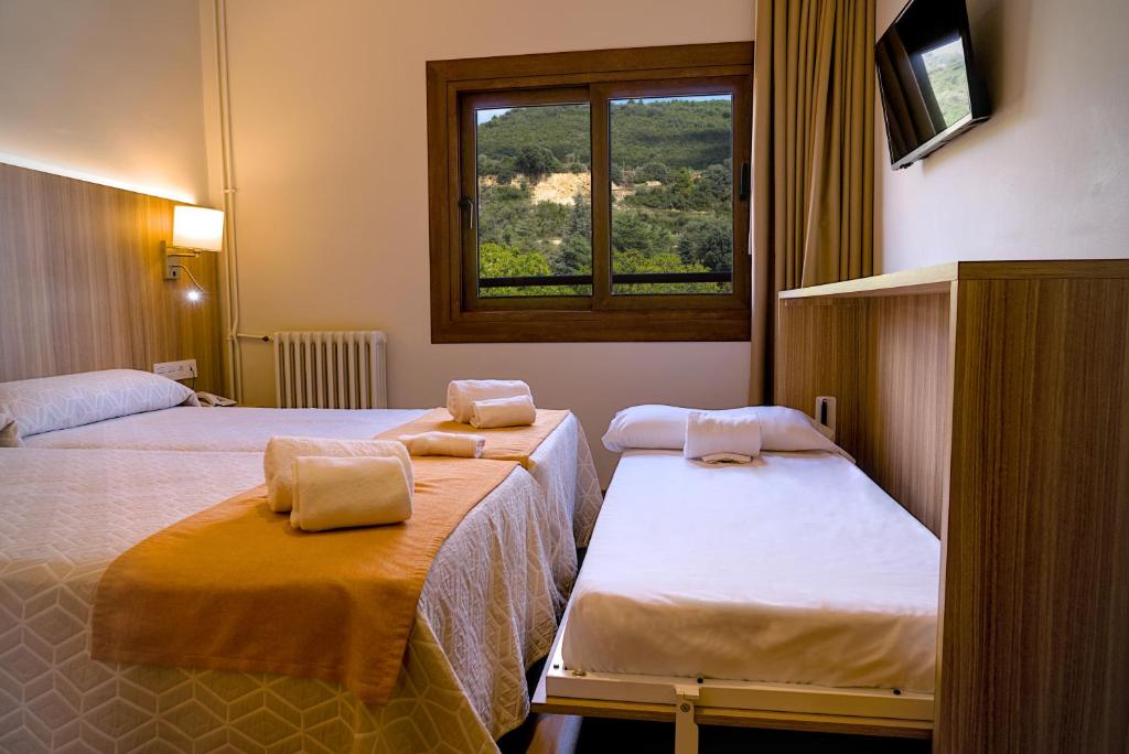Postel nebo postele na pokoji v ubytování Hotel Boltaña Ordesa