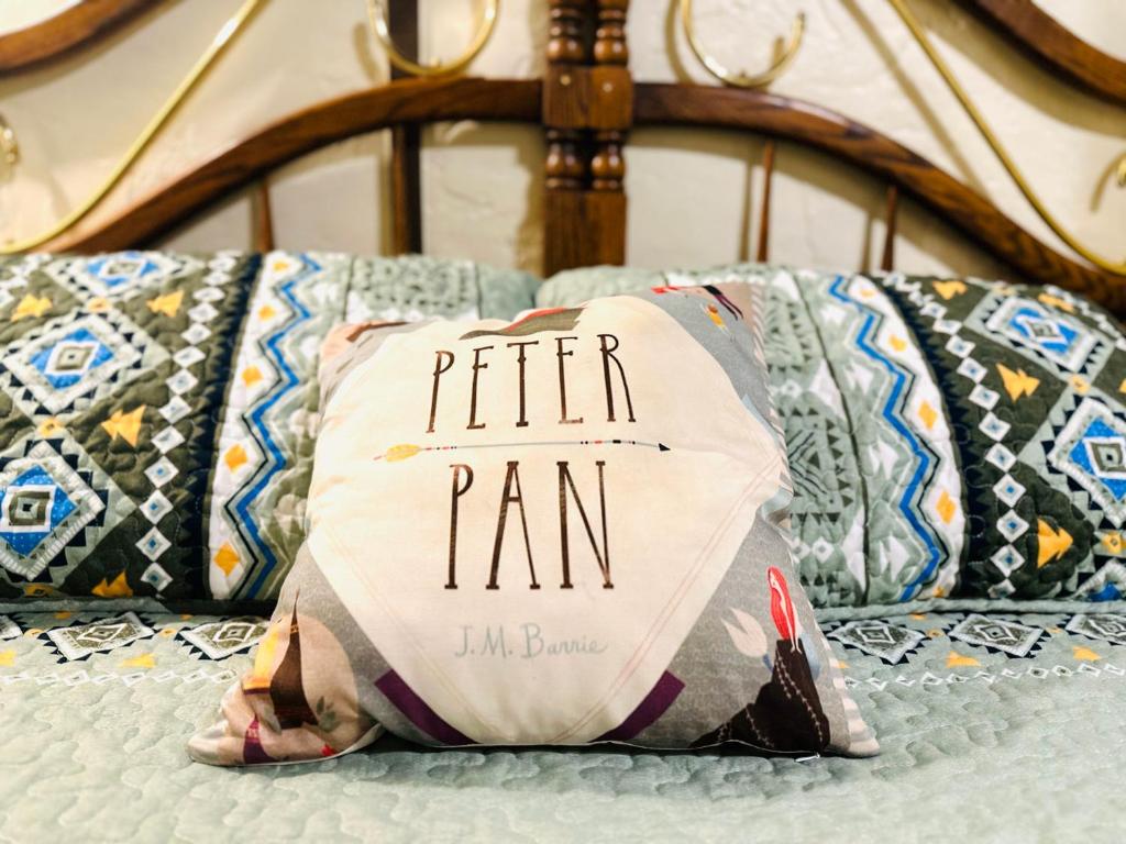 a pillow with the words better pain written on it on a bed at Acorn Hideaways Canton Escape to Neverland Suite for 3 in Canton