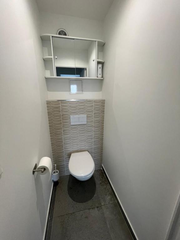 a small bathroom with a toilet in a room at Appartement 4P, au pied de toute commodité in Créteil