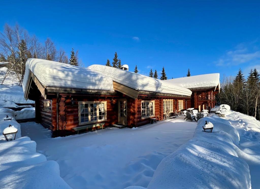 a log cabin is covered in snow at Chalet De Luxe 518 in Trysil
