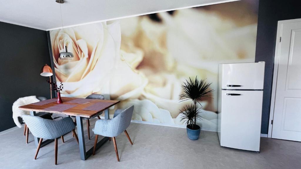 Kuchyň nebo kuchyňský kout v ubytování Apartment Am Paradies