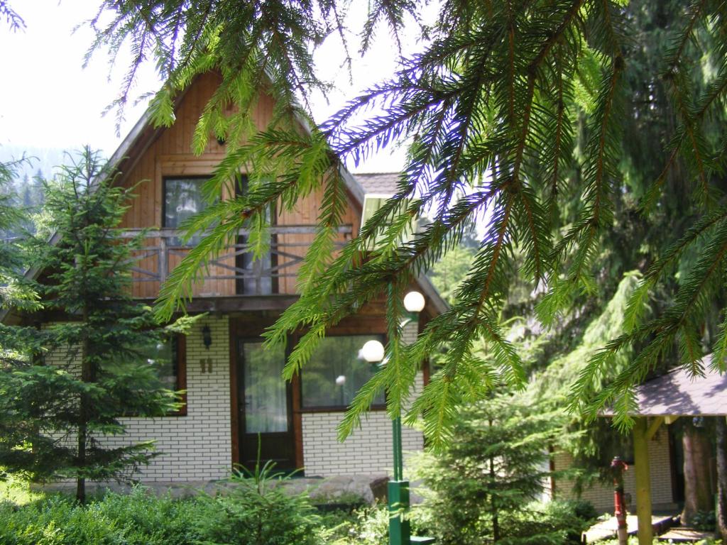 a house with a deck on the side of it at Traveland Aplina Chalet Poiana Brasov in Poiana Brasov