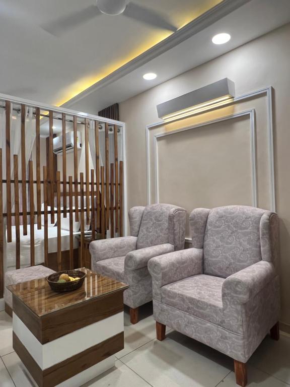 Posezení v ubytování Myst Luxury stays