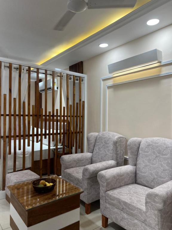 Posezení v ubytování Myst Luxury stays