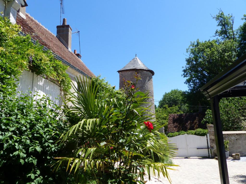 Gîte de la tour de Loire - 65 m2 au pied d'une tour de gué du 17ème siècle في Mer: منزل يوجد به نبات في الفناء