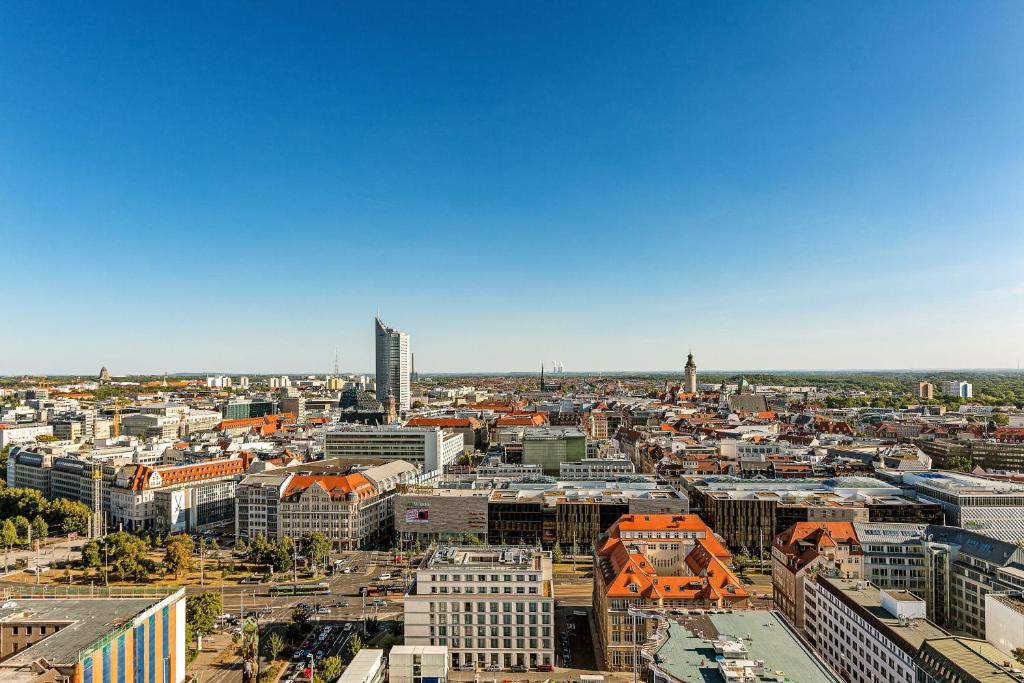 Nespecifikovaný výhled na destinaci Lipsko nebo výhled na město při pohledu z hotelu