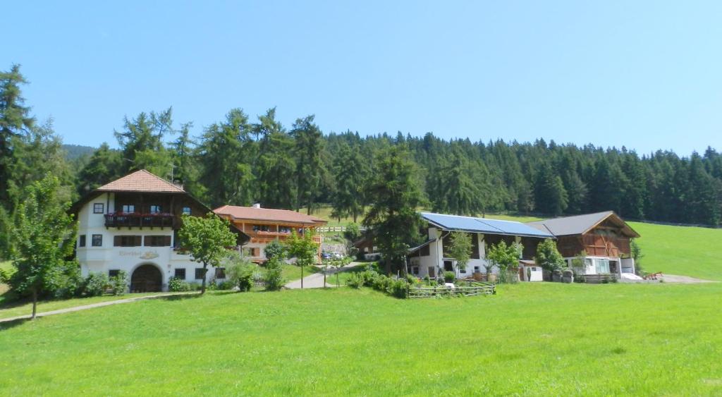 uma casa numa colina com um campo verde em Laerchhof em Collalbo
