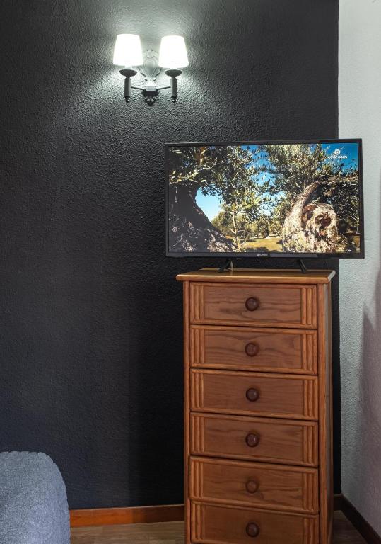 Una televisión o centro de entretenimiento en Hostal Victoria