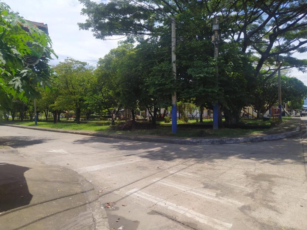 eine leere Straße mit Bäumen in einem Park in der Unterkunft Apartamento Villa Rocio in Yopal