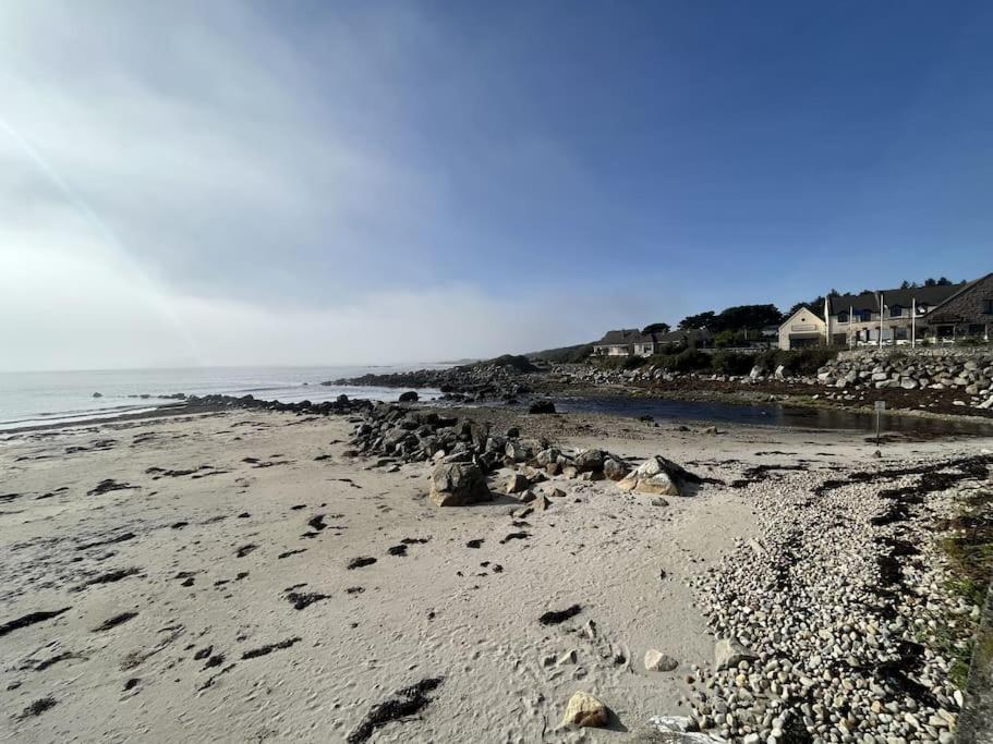 Wild Atlantic Way Cottage Galway في غالواي: شاطئ به مجموعة من الصخور والمحيط