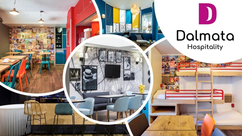 a picture of a restaurant with the danaota homepage at hotelF1 Lyon Bourgoin-Jallieu in LʼIsle-dʼAbeau