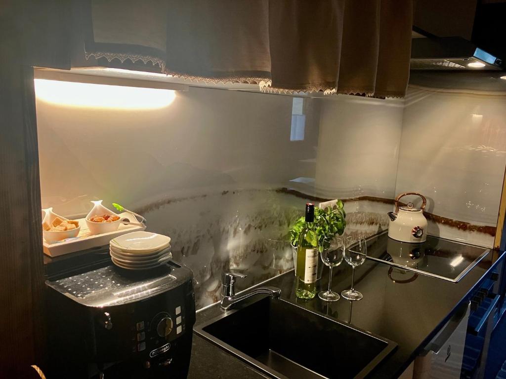 Kuchyň nebo kuchyňský kout v ubytování Apartment Gletscherbergblick