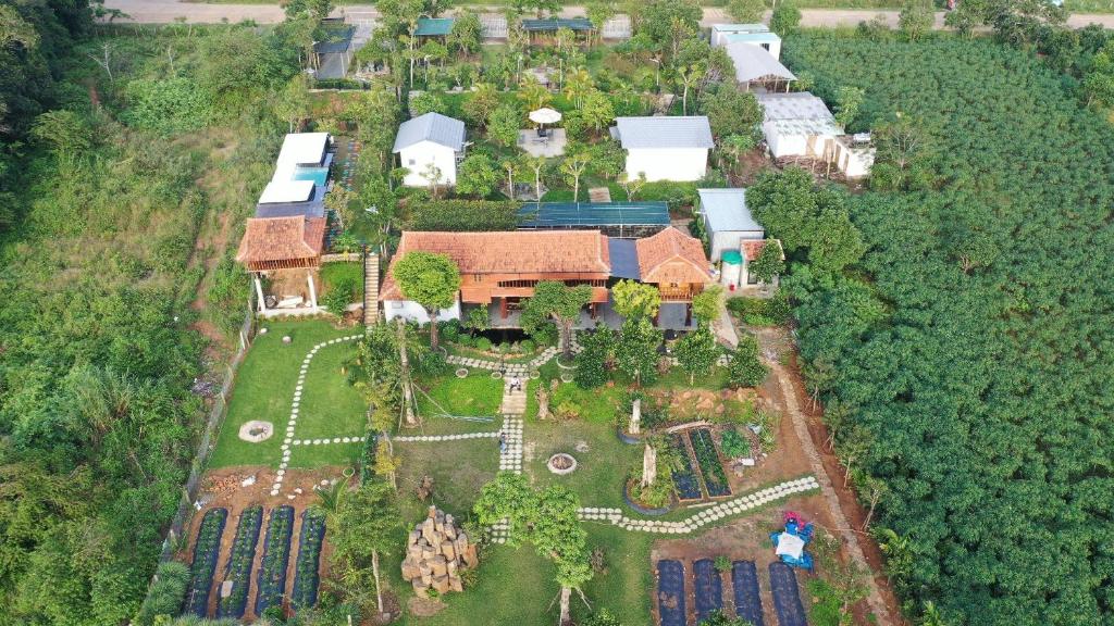 an aerial view of a house with a garden at Homestay Highland Garden in Phu Yen