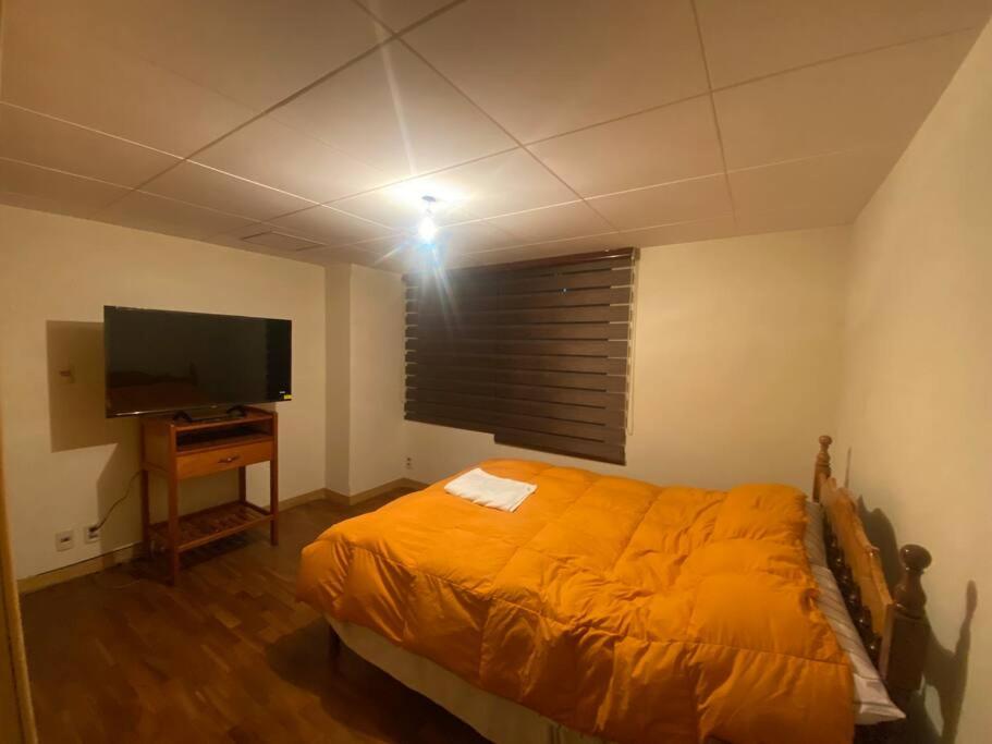 Schlafzimmer mit einem Bett und einem Flachbild-TV in der Unterkunft Apartamento en la Av. Arce in La Paz