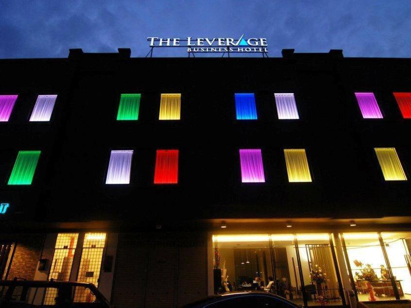 a building with colorful lights on the side of it at The Leverage Business Hotel - Bandar Baru Mergong in Alor Setar