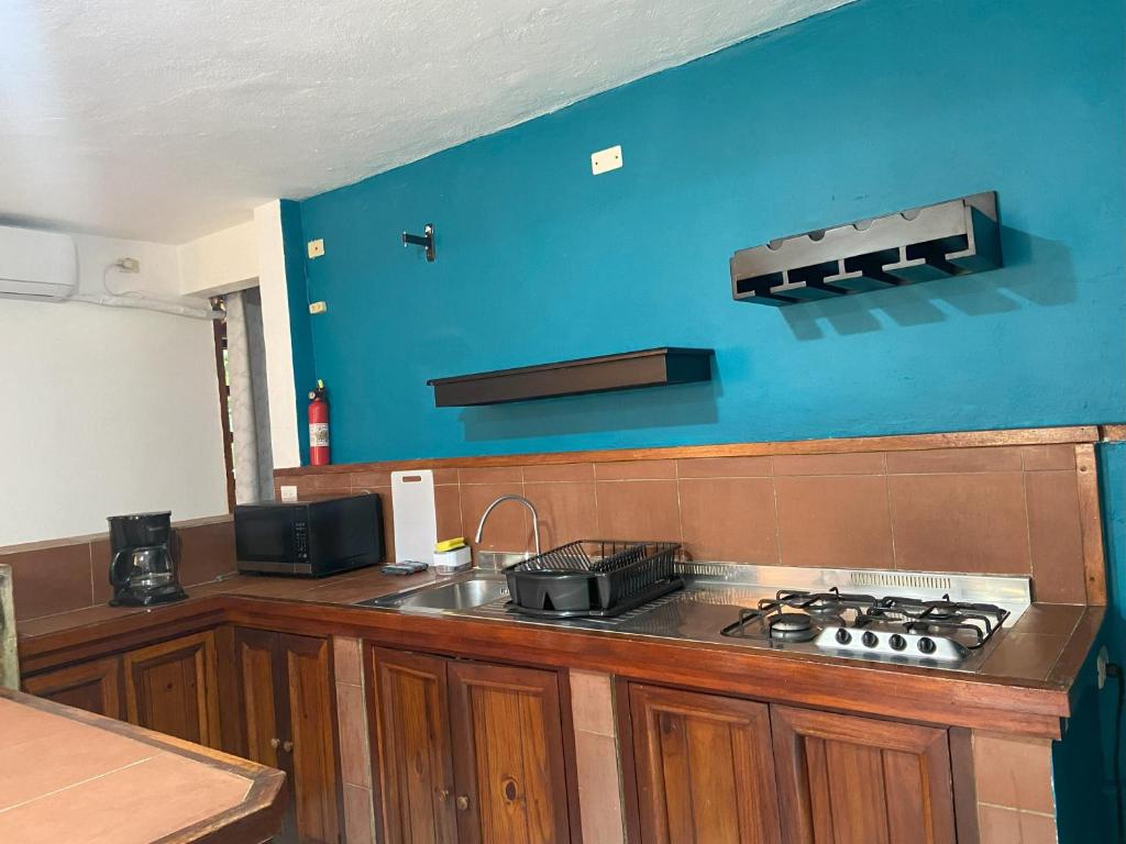 Kuchyň nebo kuchyňský kout v ubytování Bungalows Malú