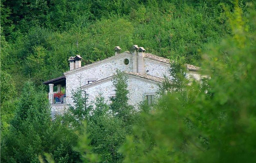 un edificio junto a una colina con árboles en La Casa Nel Bosco, en San Massimo