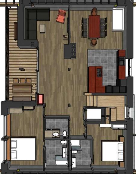 Půdorys ubytování 12er Loft