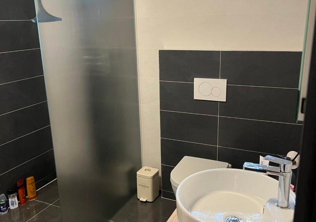 Koupelna v ubytování Apartmány Jakubov