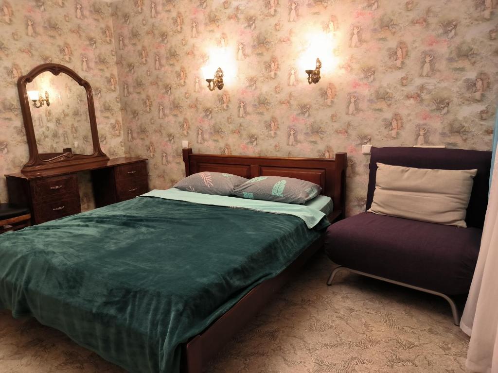 Кровать или кровати в номере 2-к квартира Малиновського 12. Набережна лівого берега.