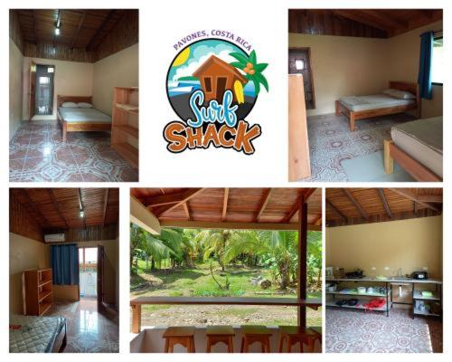 uma colagem de fotografias de um resort com um quarto em Surf Shack Room #1 em Pavones